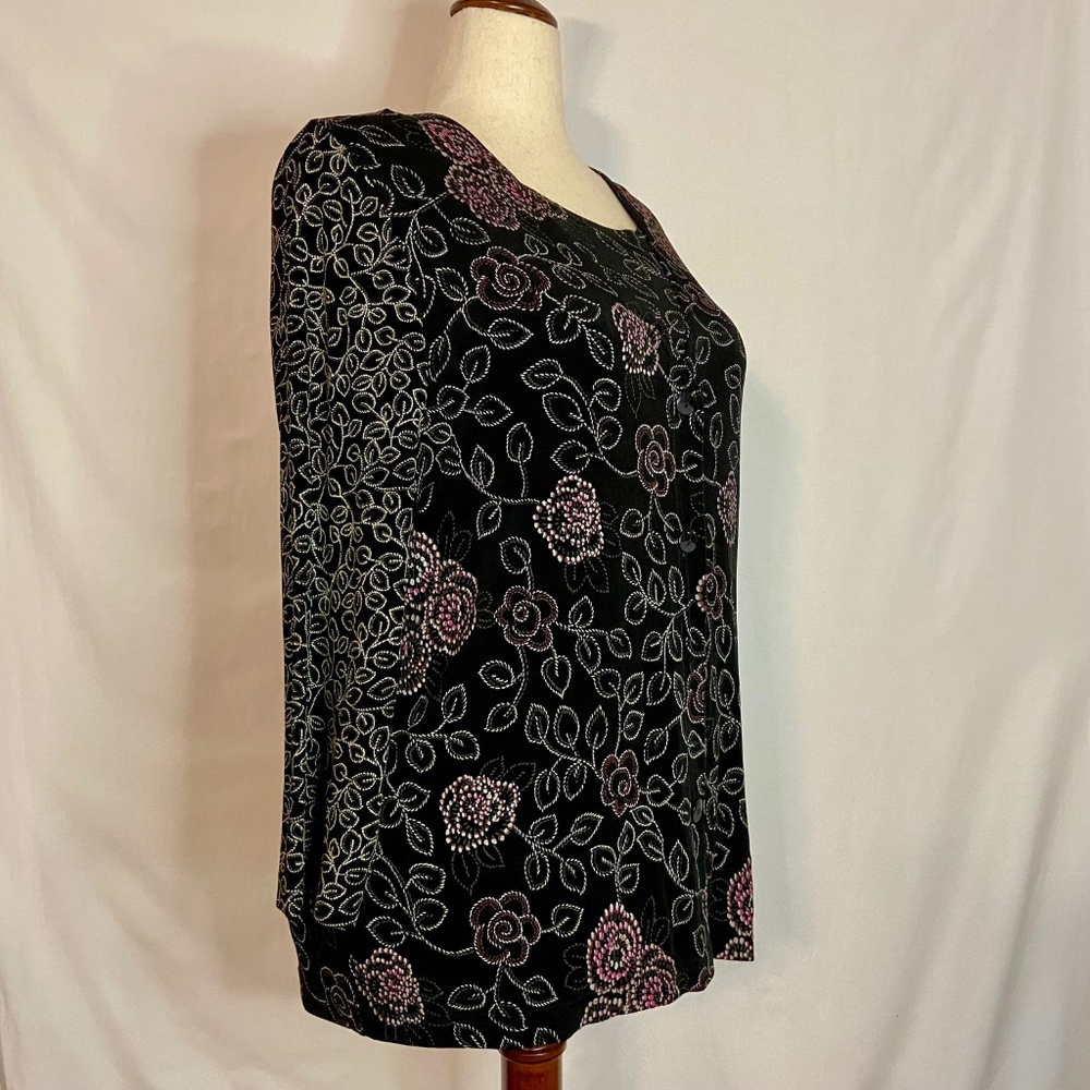 Vikki Vi Black & Flowered Print 2 Piece Tank and Jacket Twin Set Plus Size 1X - Picture 10 of 15